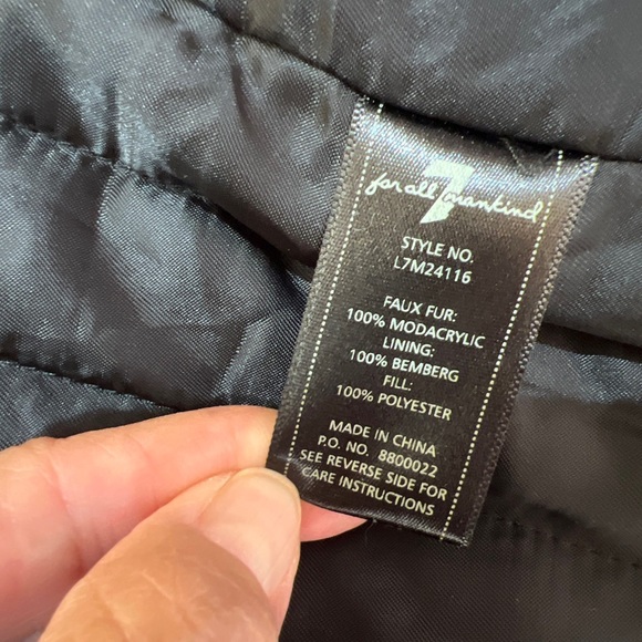 Amazing 7 For all Mankind 2 in 1 Black Hoodie Fur Removable Lining Parka S Great - Picture 9 of 13